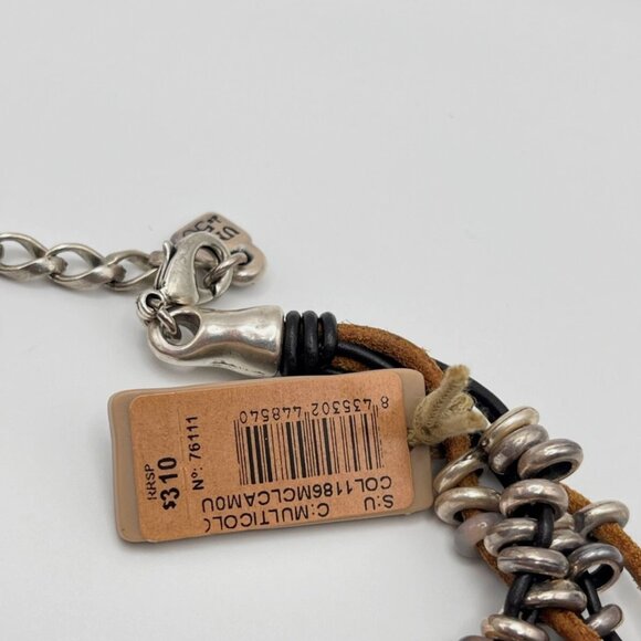 $310 Uno de 50 Multi Strand leather Silver plated Beaded Necklace Choker BOHO - Picture 5 of 14